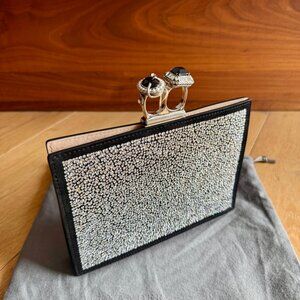 Alexander McQueen Double Ring Flat Pouch Clutch with Rhinestones